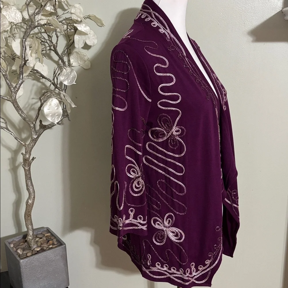 Investments Cardigan Deep Purple Embroidered